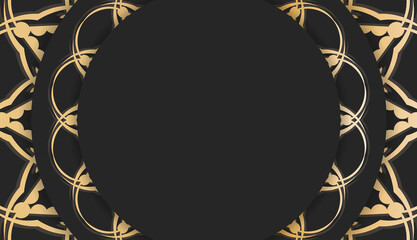 Black background with mandala gold ornament and a place for your logo