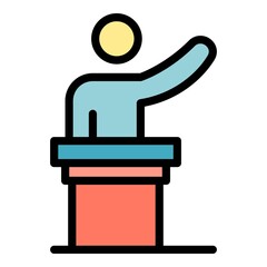 Tribune speaker icon. Outline tribune speaker vector icon color flat isolated