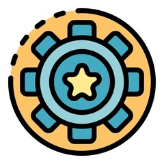 Gear wheel innovation icon. Outline gear wheel innovation vector icon color flat isolated