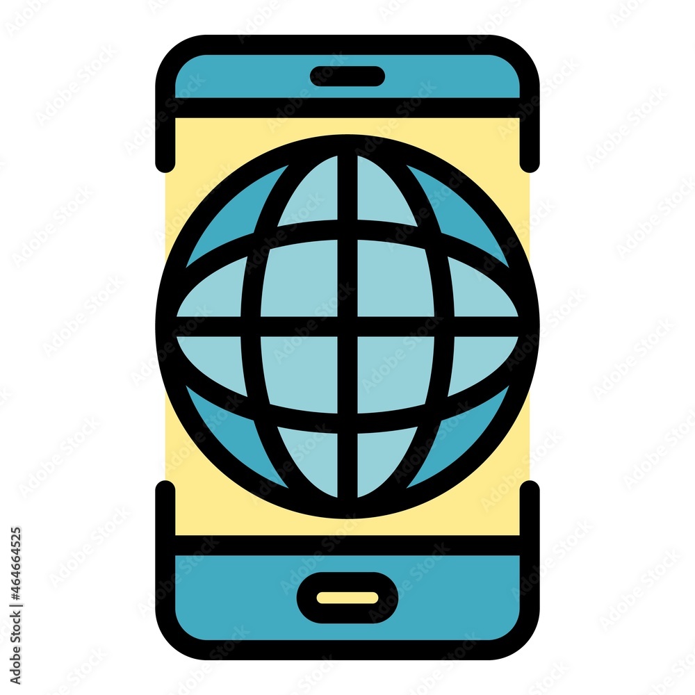 Wall mural Global smartphone strategy icon. Outline global smartphone strategy vector icon color flat isolated - Wall murals