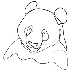Panda bear logo abstract design vector template in Linear style. Continuous one line drawing of panda silhouette isolated on white background. Panda for company logo identity or tattoo.