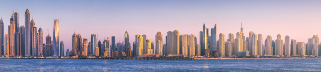 Fototapeta na wymiar Dubai Marina bay view from Palm Jumeirah, UAE