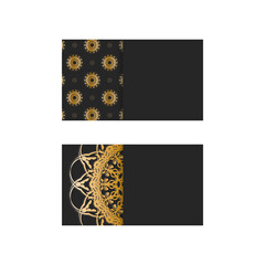 Business card in black with greek gold pattern for your business.