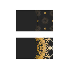 Business card in black with Greek gold pattern for your contacts.