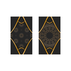 Business card in black with vintage gold ornaments for your brand.