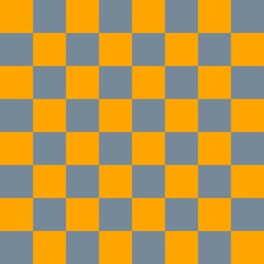 Checkerboard 8 by 8. Light Slate Grey and Orange colors of checkerboard. Chessboard, checkerboard texture. Squares pattern. Background.
