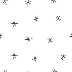 Trendy seamless patterns with snowflake in simple style. Vector illustration.