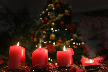 Fototapeta na wymiar Christmas scene , tree decorations holiday