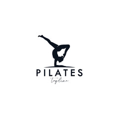 Trainer Pilates Woman Silhouette creative vector logo design