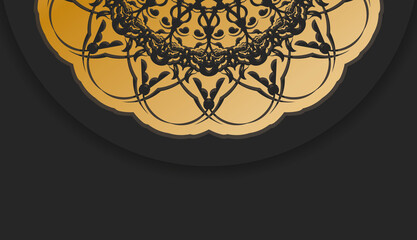 Black background with vintage gold pattern and text space