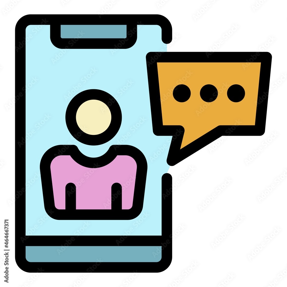 Sticker smartphone chat icon. outline smartphone chat vector icon color flat isolated - Stickers