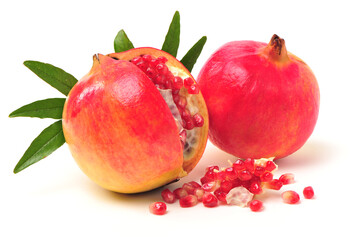 Juicy pomegranate on white background