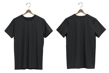 (BLACK ) -- 3D rendered t-shirt on a hanger - obrazy, fototapety, plakaty