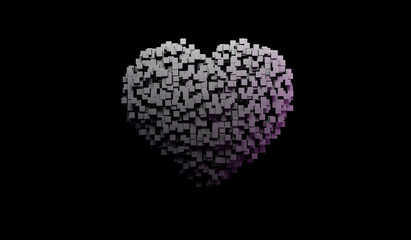 Pixel Black Heart Symbol on black background