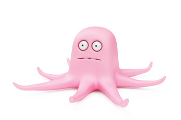 Octopus character with different emotions and colors on white background