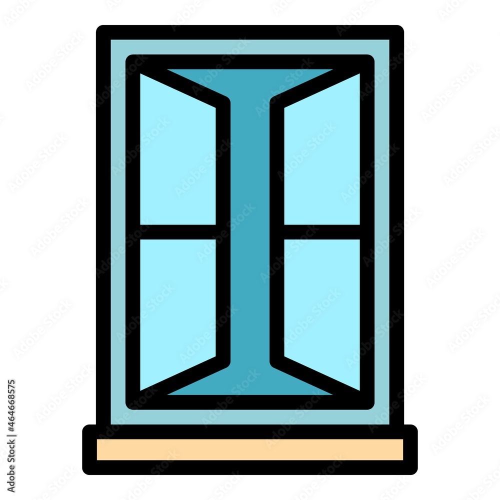 Poster open window frame icon. outline open window frame vector icon color flat isolated