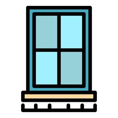 Apartment window icon. Outline apartment window vector icon color flat isolated