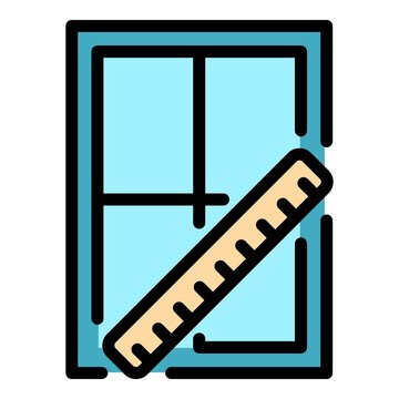 recommend clip art: Ruler window measurement icon. Outline ruler window measurement vector icon color flat isolated