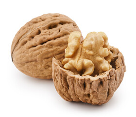 Walnuts isolated on white background