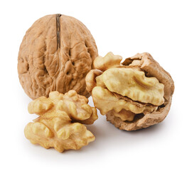 Walnuts isolated on white background