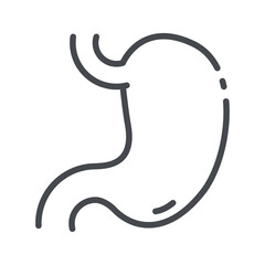 Line icon of human stomach organ side view. Healthcare symbol isolated