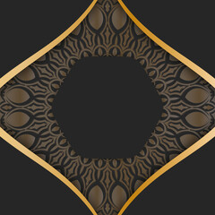 Black color brochure with vintage gold ornaments for your design.