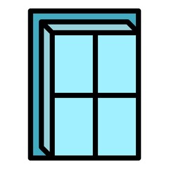 Residential window icon. Outline residential window vector icon color flat isolated