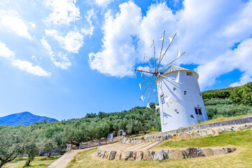 ギリシャ風車　香川県小豆島　
Greek windmill　Kagawa-ken Shodoshima - obrazy, fototapety, plakaty