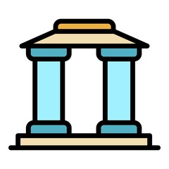Column gazebo icon. Outline column gazebo vector icon color flat isolated