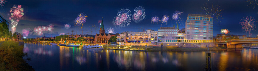 New Year celebrations on New Years Eve with fireworks in the capitals of the world. - obrazy, fototapety, plakaty