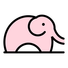 Wild elephant icon. Outline wild elephant vector icon color flat isolated