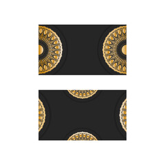 Black business card with abstract golden ornament for your personality.
