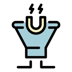 Magnet conversion funnel icon. Outline magnet conversion funnel vector icon color flat isolated