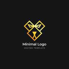Lion head minimal logo template. Vector illustration