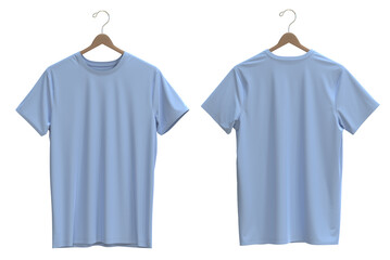 (SKY BLUE) -- 3D rendered t-shirt on a hanger
