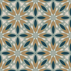 Vector seamless background. Endless colorful texture. Use for wallpaper, textile, book cover, clothes. In brown and green colors