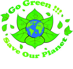 go green, save our planet, banner, logo, slogan, etc. by vector design