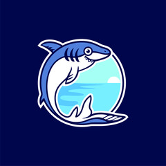 Fun, Elegant, Minimalist, Professional Summer Shark And Ocean Travel, Leisure, Sport, Company Brand Identity Vector