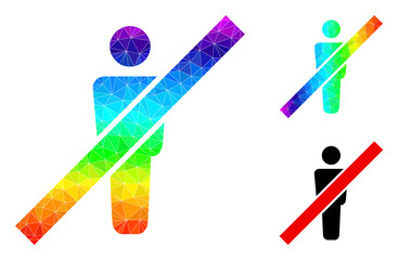 lowpoly remove man icon with rainbow colorful. Rainbow colorful polygonal remove man vector is combined with random colored triangles.