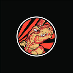Modern, Fun, Playful, Cartoon T-Rex Baseball Sport Mascot Character Logo T-shirt Design Vector Illustration