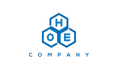 HOE three letters creative polygon hexagon logo	