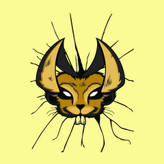 Modern, Fun, Cartoon Creepy Rabbit Head T-shirt Design Vector Logo Illustration