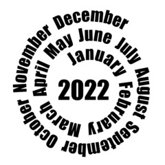 Spiral twisted names of months of 2022 year.