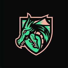 Modern, Masculine, Angry Blue Dragon Gaming Sport Vector Logo, T-shirt, Apparel Design Illustration