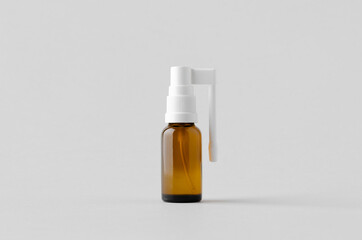 Oral, throat spray mockup. Amber bottle.