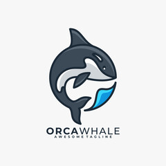 Whale cartoon logo design vector