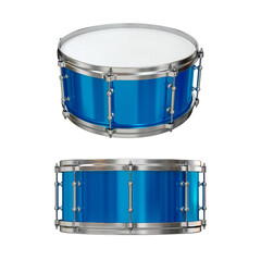 The drum on both sides is blue on a white background, 3d render