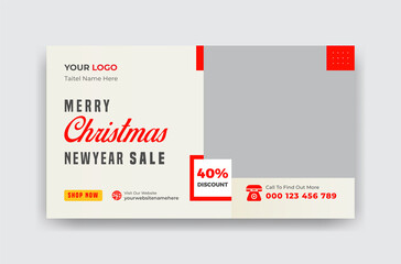 Merry Christmas Happy New Year Fashion Sale Landing Page Web Banner Template Design