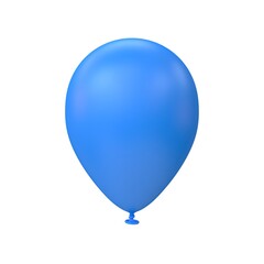 Balloon blue matte on white background, 3d render