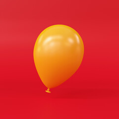 Yellow balloon on a red background, 3d render